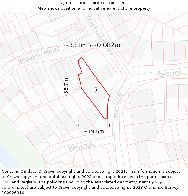 7, TEESCROFT, DIDCOT, OX11 7RP: Plot and title map