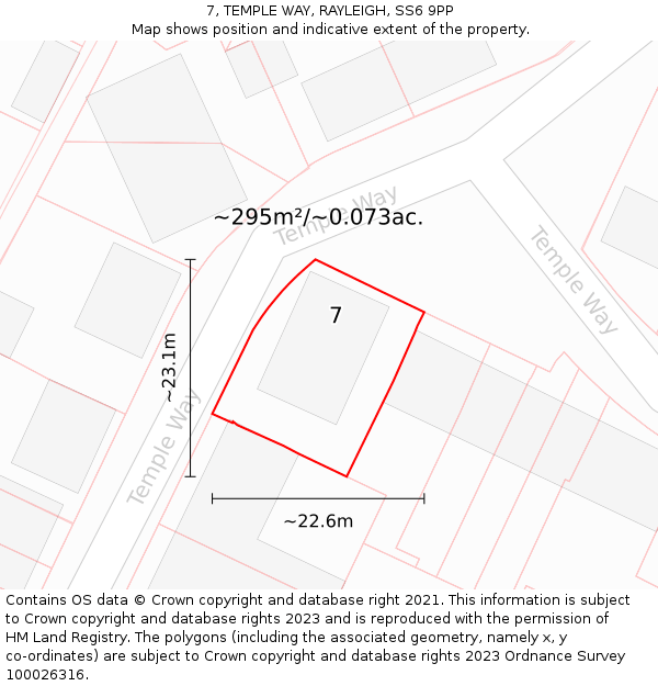 7, TEMPLE WAY, RAYLEIGH, SS6 9PP: Plot and title map