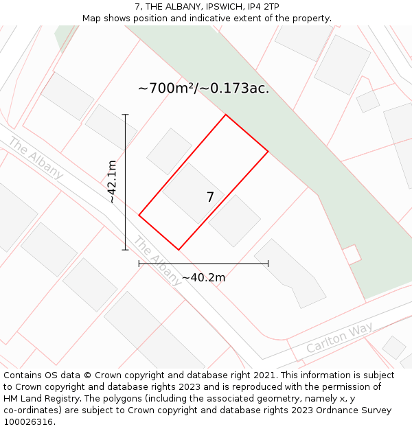 7, THE ALBANY, IPSWICH, IP4 2TP: Plot and title map