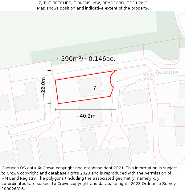 7, THE BEECHES, BIRKENSHAW, BRADFORD, BD11 2NG: Plot and title map