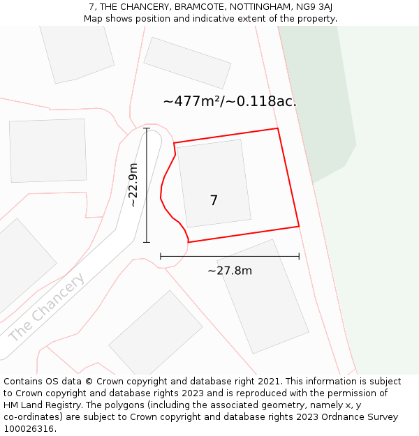 7, THE CHANCERY, BRAMCOTE, NOTTINGHAM, NG9 3AJ: Plot and title map