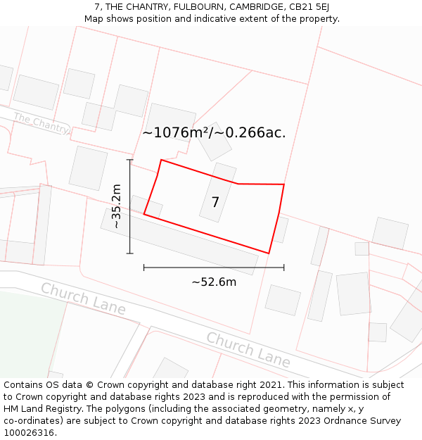 7, THE CHANTRY, FULBOURN, CAMBRIDGE, CB21 5EJ: Plot and title map