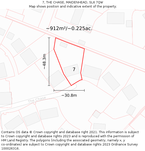 7, THE CHASE, MAIDENHEAD, SL6 7QW: Plot and title map