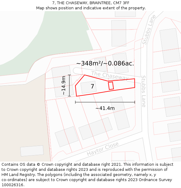 7, THE CHASEWAY, BRAINTREE, CM7 3FF: Plot and title map