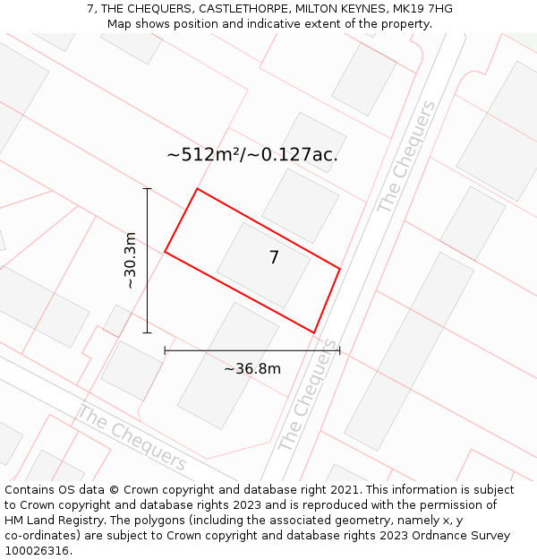 7, THE CHEQUERS, CASTLETHORPE, MILTON KEYNES, MK19 7HG: Plot and title map