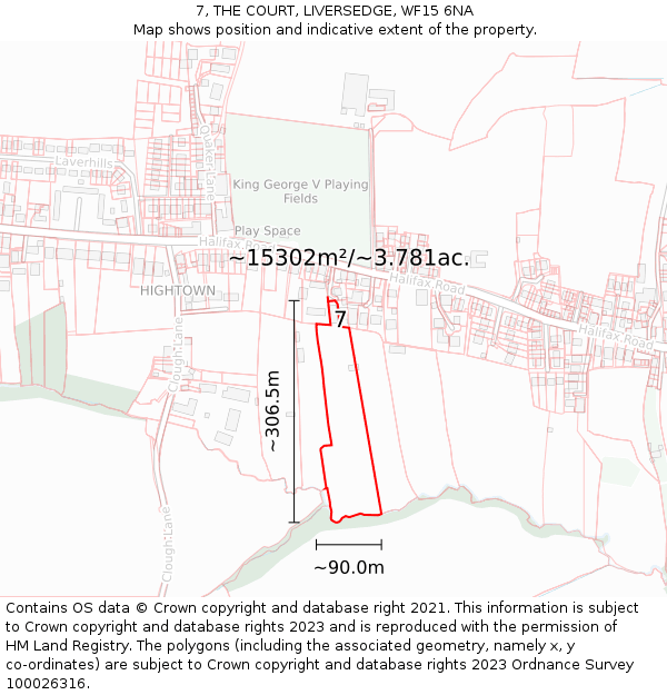 7, THE COURT, LIVERSEDGE, WF15 6NA: Plot and title map