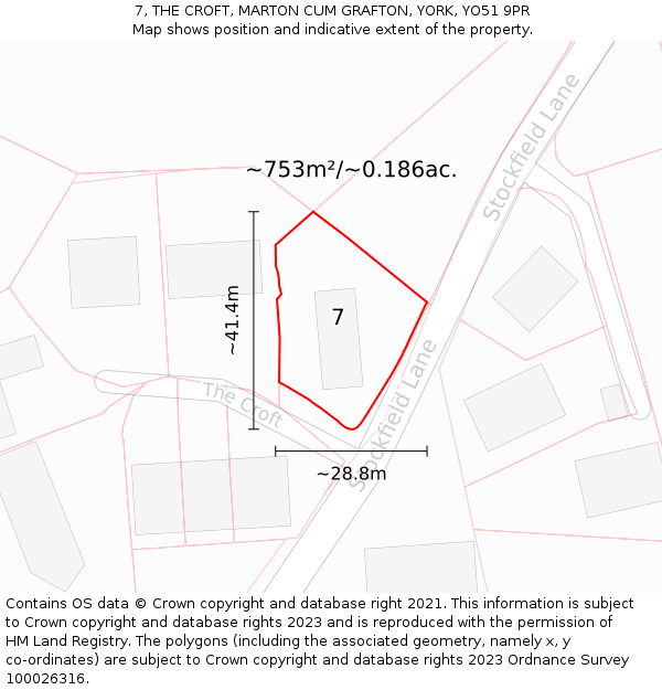 7, THE CROFT, MARTON CUM GRAFTON, YORK, YO51 9PR: Plot and title map