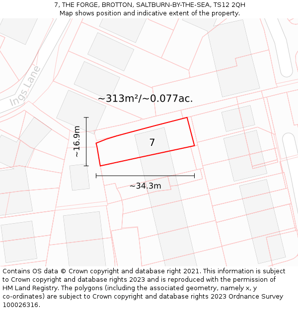 7, THE FORGE, BROTTON, SALTBURN-BY-THE-SEA, TS12 2QH: Plot and title map