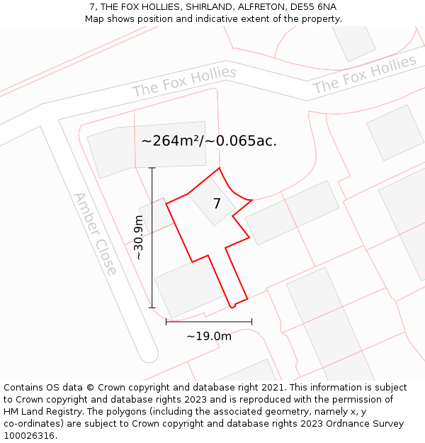 7, THE FOX HOLLIES, SHIRLAND, ALFRETON, DE55 6NA: Plot and title map