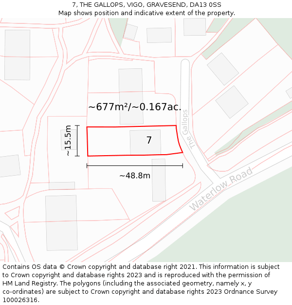 7, THE GALLOPS, VIGO, GRAVESEND, DA13 0SS: Plot and title map