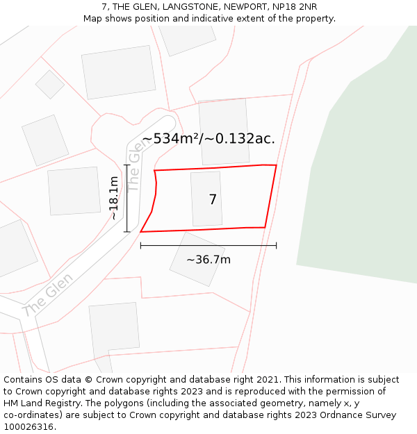 7, THE GLEN, LANGSTONE, NEWPORT, NP18 2NR: Plot and title map