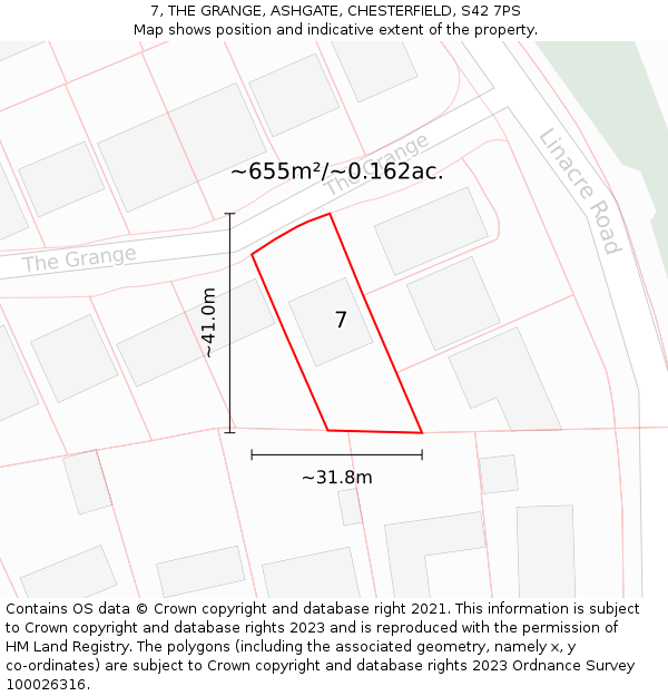 7, THE GRANGE, ASHGATE, CHESTERFIELD, S42 7PS: Plot and title map