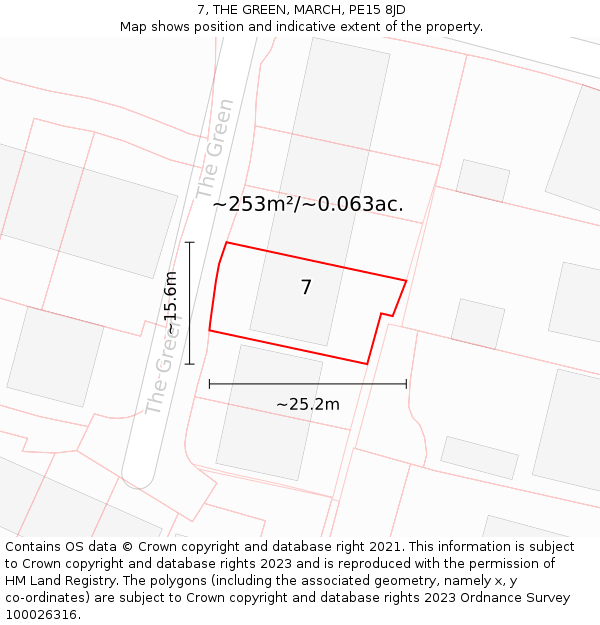 7, THE GREEN, MARCH, PE15 8JD: Plot and title map