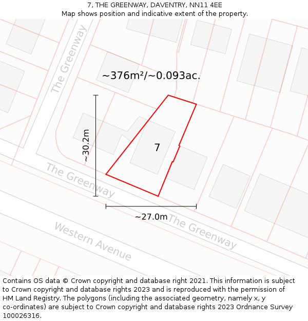 7, THE GREENWAY, DAVENTRY, NN11 4EE: Plot and title map