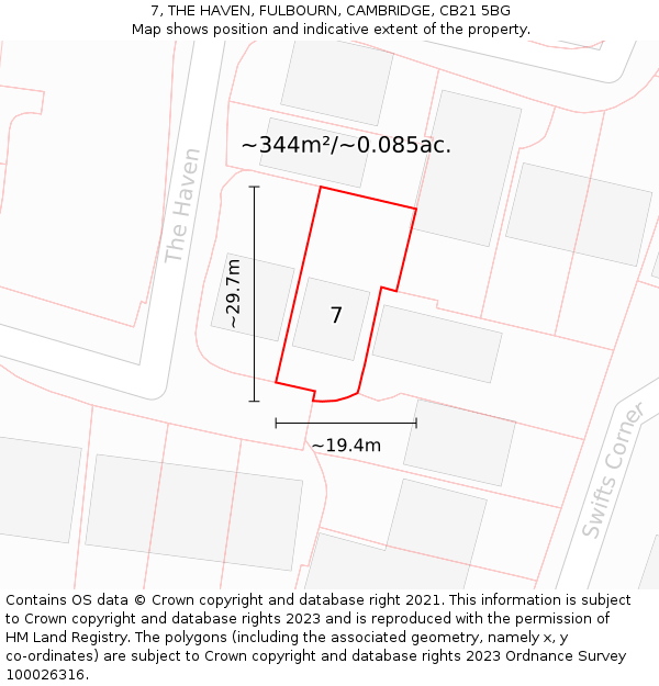 7, THE HAVEN, FULBOURN, CAMBRIDGE, CB21 5BG: Plot and title map
