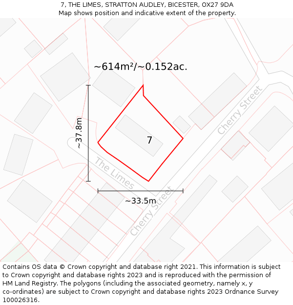 7, THE LIMES, STRATTON AUDLEY, BICESTER, OX27 9DA: Plot and title map