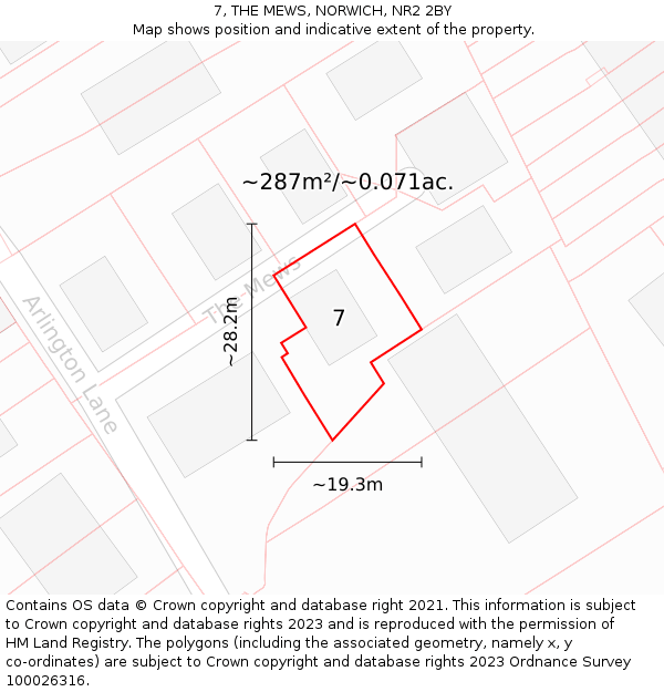 7, THE MEWS, NORWICH, NR2 2BY: Plot and title map