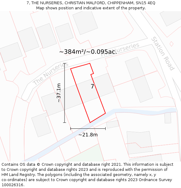 7, THE NURSERIES, CHRISTIAN MALFORD, CHIPPENHAM, SN15 4EQ: Plot and title map