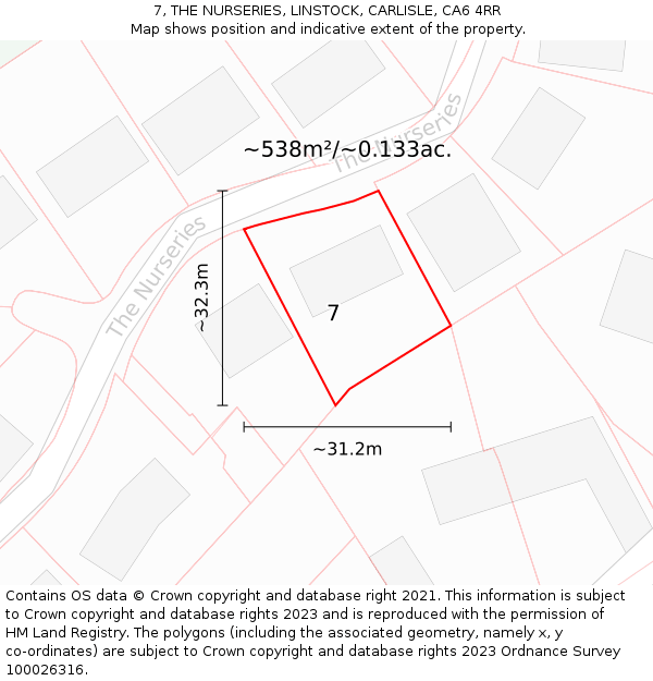 7, THE NURSERIES, LINSTOCK, CARLISLE, CA6 4RR: Plot and title map