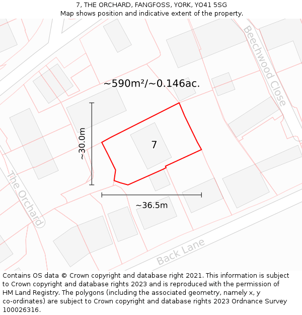 7, THE ORCHARD, FANGFOSS, YORK, YO41 5SG: Plot and title map
