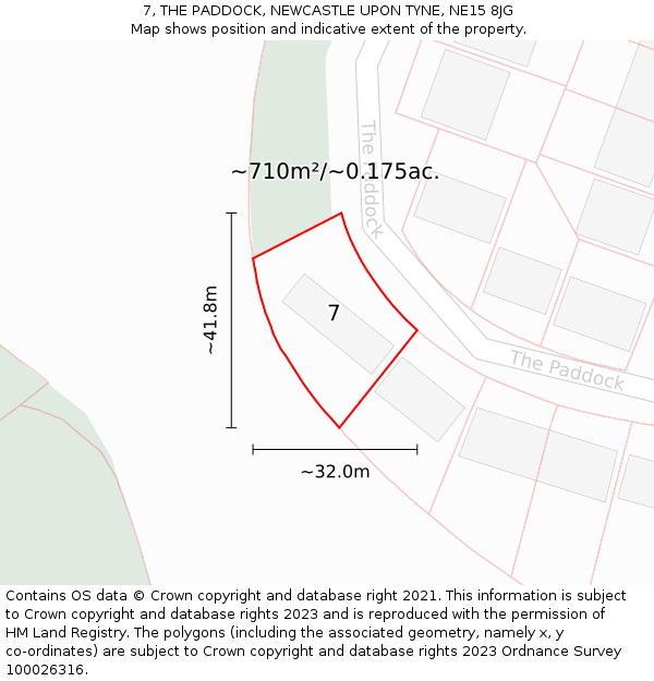7, THE PADDOCK, NEWCASTLE UPON TYNE, NE15 8JG: Plot and title map