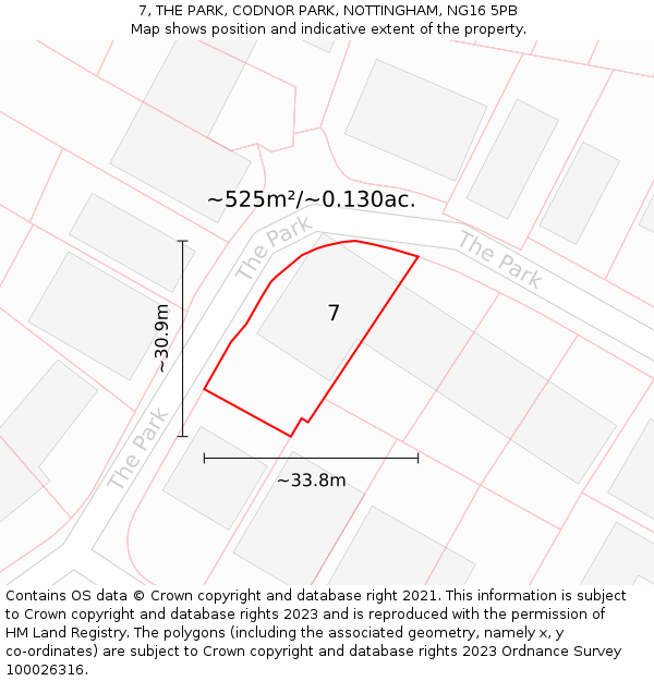 7, THE PARK, CODNOR PARK, NOTTINGHAM, NG16 5PB: Plot and title map