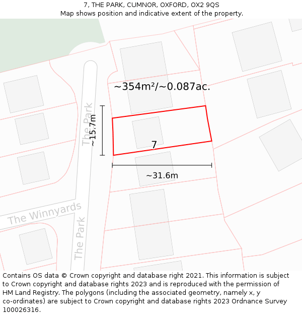 7, THE PARK, CUMNOR, OXFORD, OX2 9QS: Plot and title map