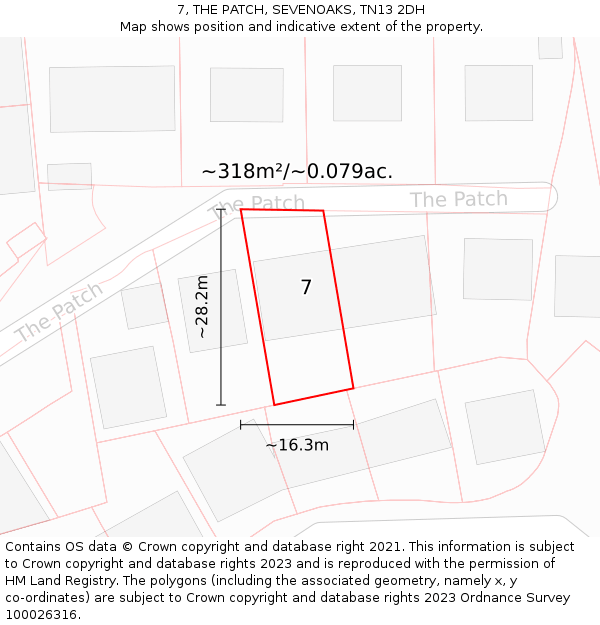 7, THE PATCH, SEVENOAKS, TN13 2DH: Plot and title map