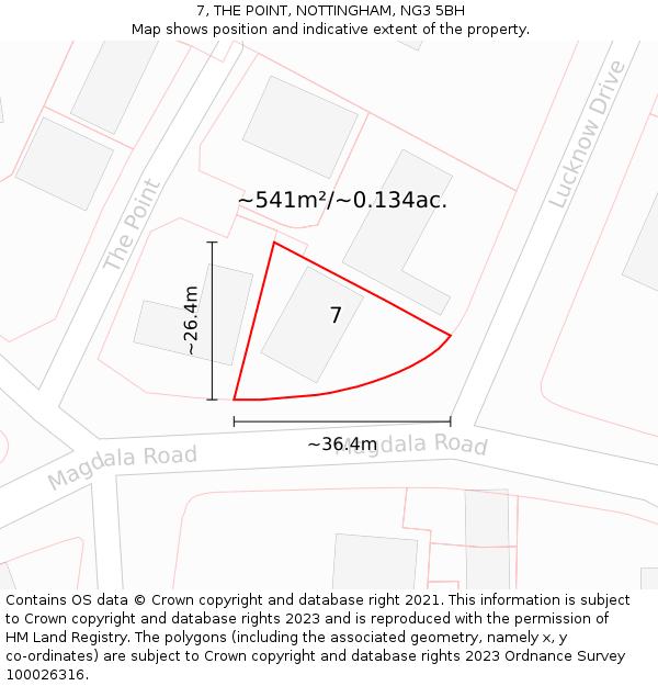 7, THE POINT, NOTTINGHAM, NG3 5BH: Plot and title map