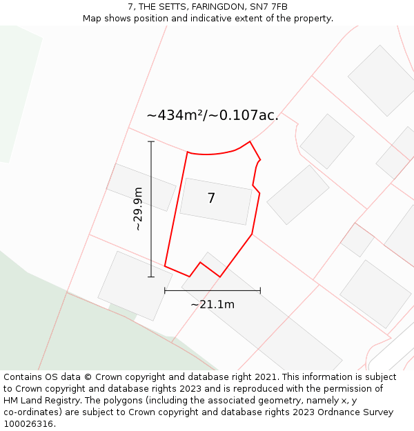7, THE SETTS, FARINGDON, SN7 7FB: Plot and title map