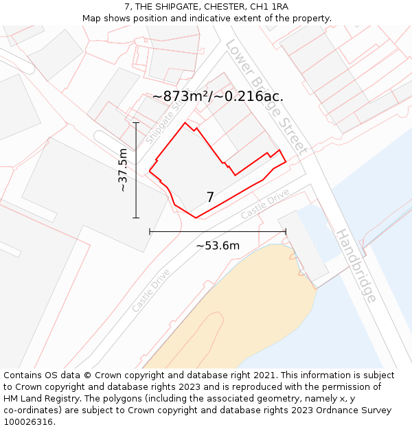 7, THE SHIPGATE, CHESTER, CH1 1RA: Plot and title map