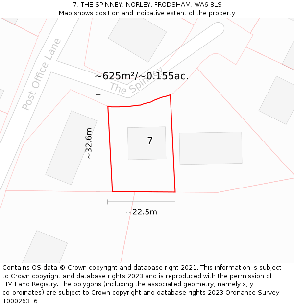 7, THE SPINNEY, NORLEY, FRODSHAM, WA6 8LS: Plot and title map