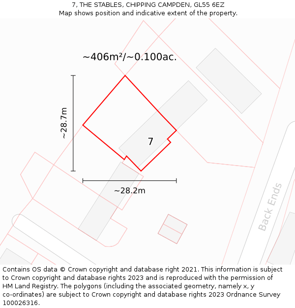7, THE STABLES, CHIPPING CAMPDEN, GL55 6EZ: Plot and title map