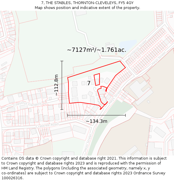 7, THE STABLES, THORNTON-CLEVELEYS, FY5 4GY: Plot and title map