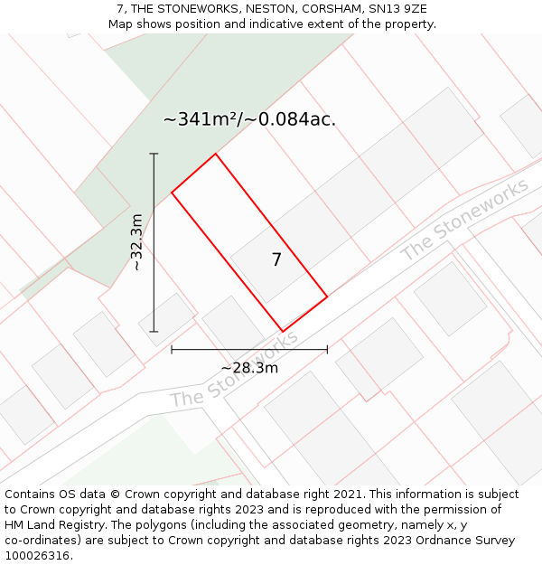 7, THE STONEWORKS, NESTON, CORSHAM, SN13 9ZE: Plot and title map