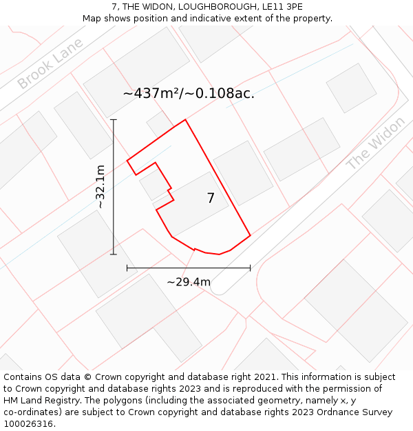 7, THE WIDON, LOUGHBOROUGH, LE11 3PE: Plot and title map