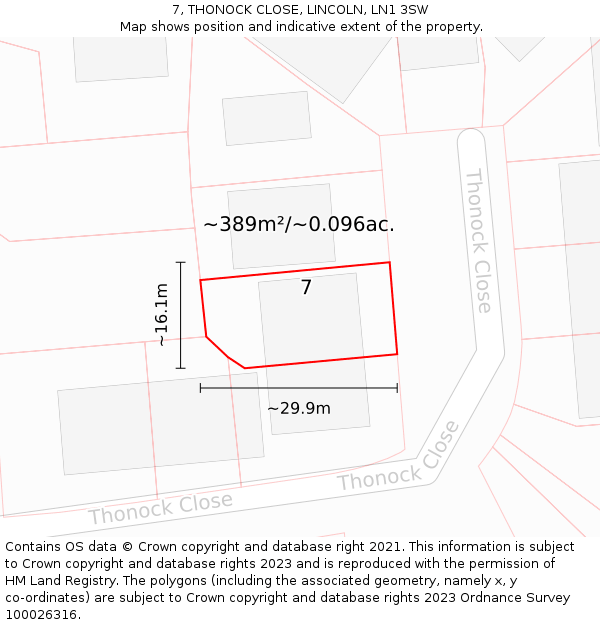 7, THONOCK CLOSE, LINCOLN, LN1 3SW: Plot and title map