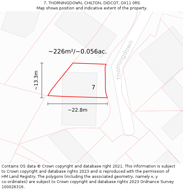 7, THORNINGDOWN, CHILTON, DIDCOT, OX11 0RS: Plot and title map