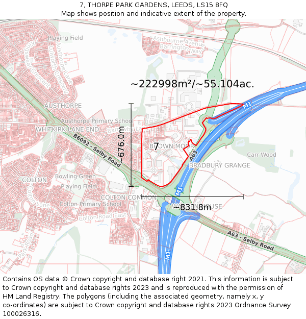 7, THORPE PARK GARDENS, LEEDS, LS15 8FQ: Plot and title map