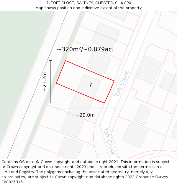 7, TOFT CLOSE, SALTNEY, CHESTER, CH4 8PX: Plot and title map