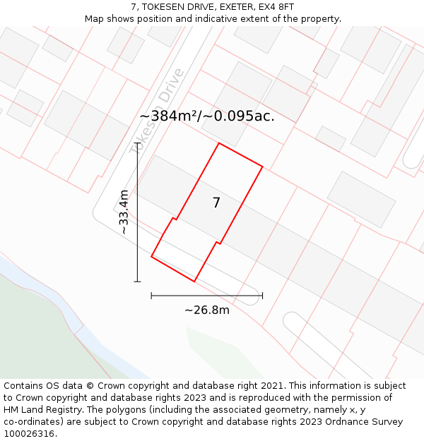 7, TOKESEN DRIVE, EXETER, EX4 8FT: Plot and title map