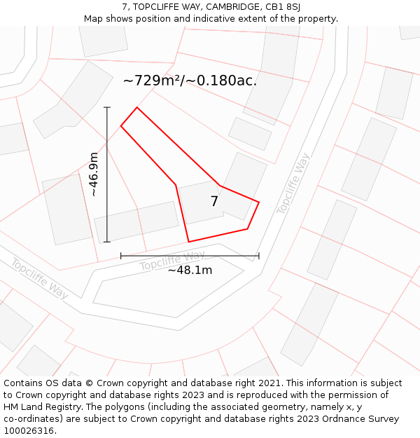 7, TOPCLIFFE WAY, CAMBRIDGE, CB1 8SJ: Plot and title map