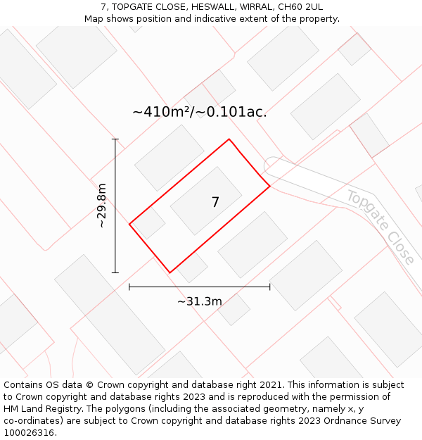 7, TOPGATE CLOSE, HESWALL, WIRRAL, CH60 2UL: Plot and title map