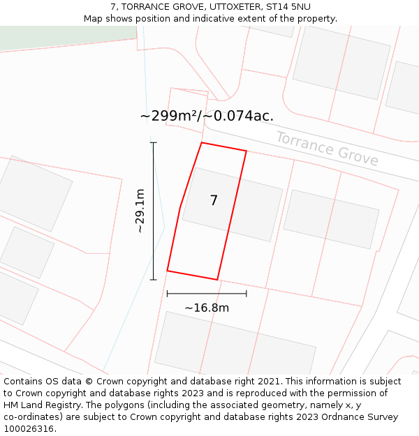 7, TORRANCE GROVE, UTTOXETER, ST14 5NU: Plot and title map