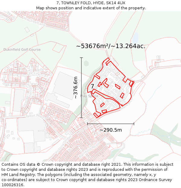 7, TOWNLEY FOLD, HYDE, SK14 4UX: Plot and title map