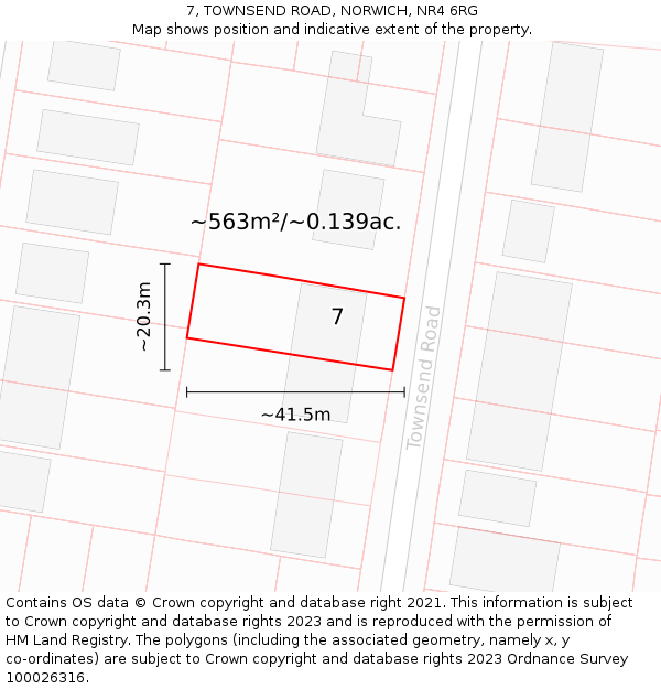7, TOWNSEND ROAD, NORWICH, NR4 6RG: Plot and title map