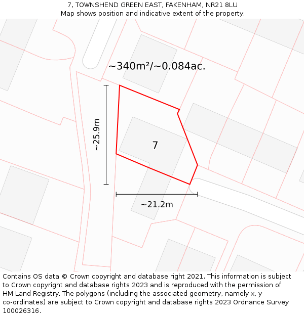 7, TOWNSHEND GREEN EAST, FAKENHAM, NR21 8LU: Plot and title map