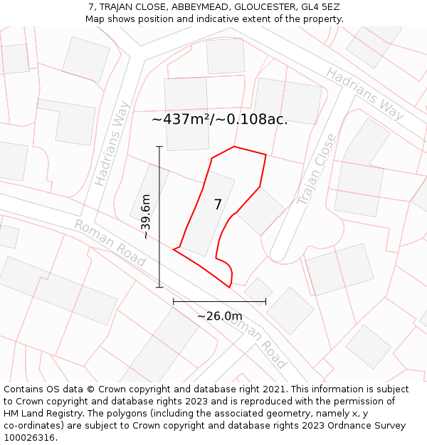 7, TRAJAN CLOSE, ABBEYMEAD, GLOUCESTER, GL4 5EZ: Plot and title map