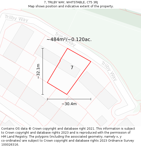 7, TRILBY WAY, WHITSTABLE, CT5 3RJ: Plot and title map