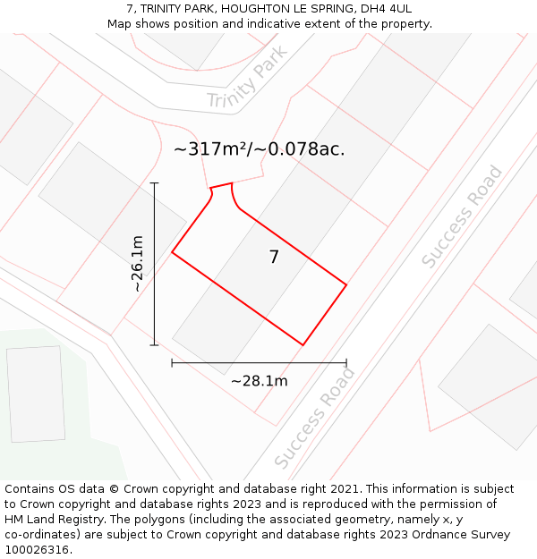 7, TRINITY PARK, HOUGHTON LE SPRING, DH4 4UL: Plot and title map